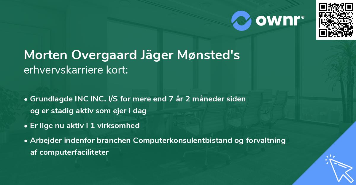 Morten Overgaard Jäger Mønsted's erhvervskarriere kort