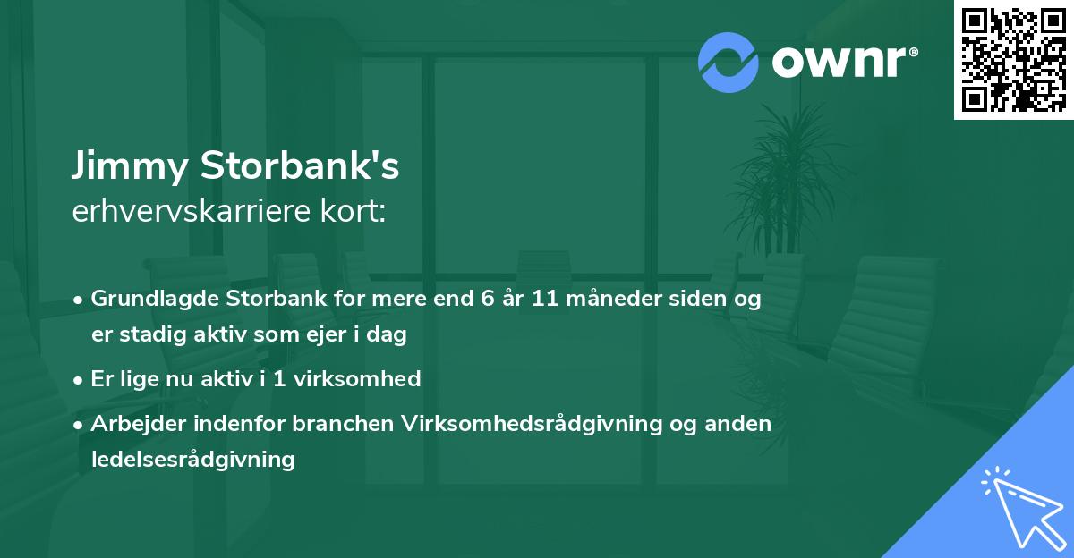Jimmy Storbank's erhvervskarriere kort