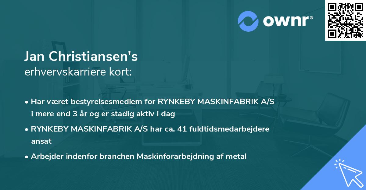 Jan Christiansen's erhvervskarriere kort