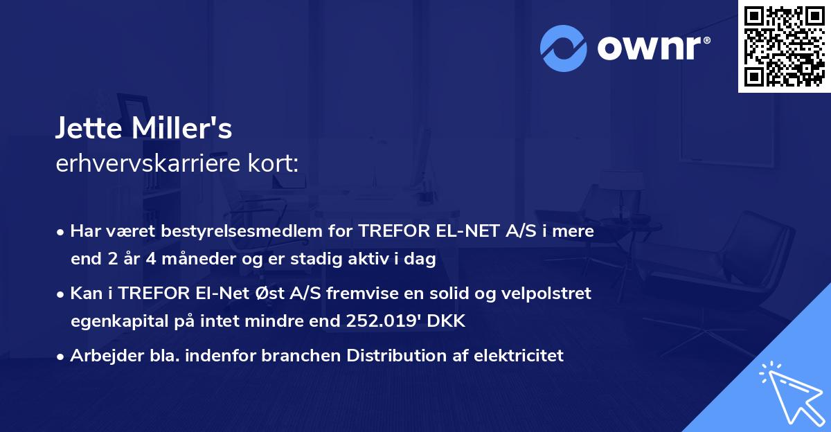 Jette Miller's erhvervskarriere kort