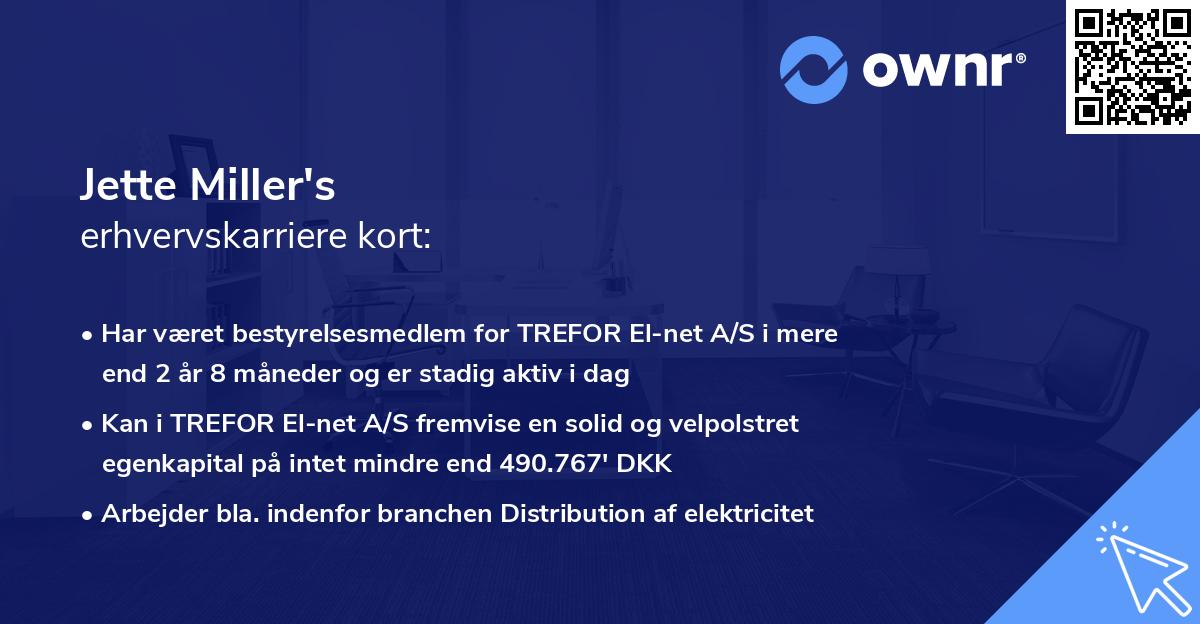 Jette Miller's erhvervskarriere kort