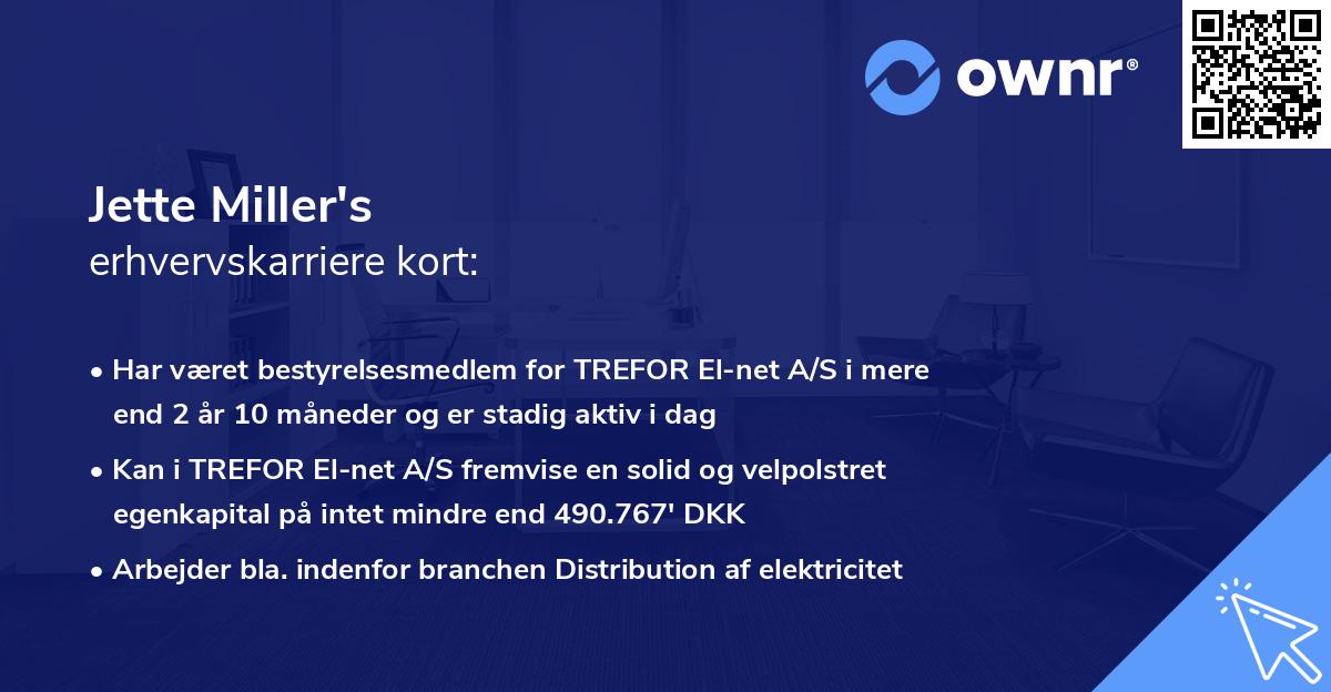 Jette Miller's erhvervskarriere kort