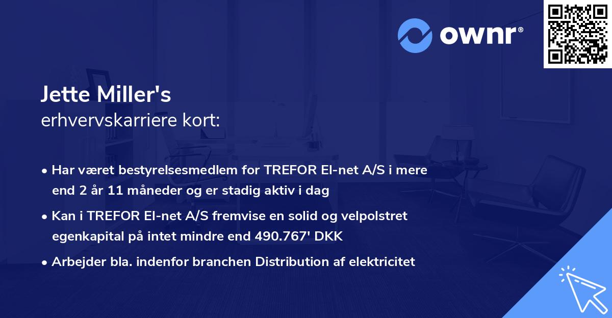 Jette Miller's erhvervskarriere kort