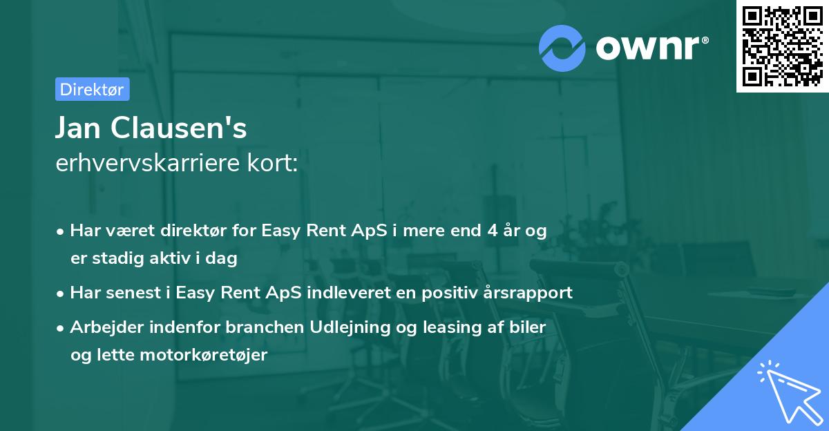 Jan Clausen's erhvervskarriere kort