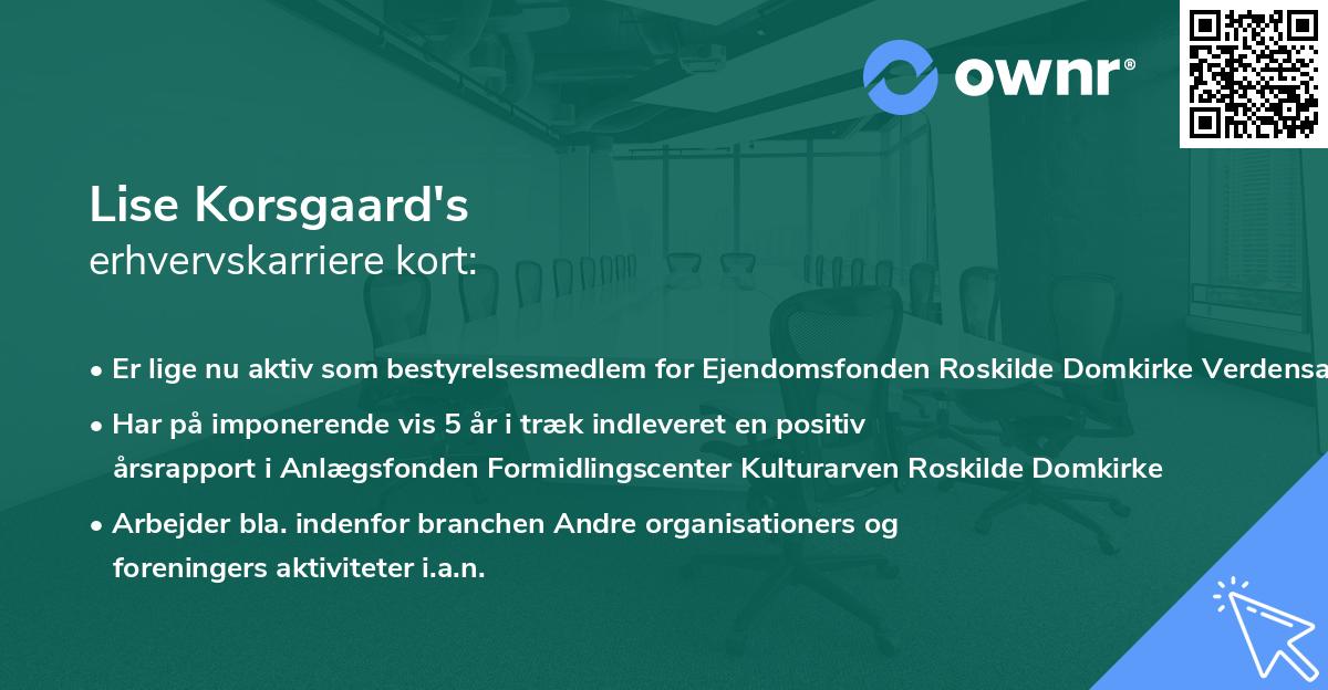 Lise Korsgaard's erhvervskarriere kort