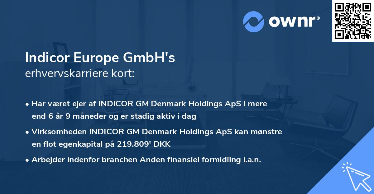 Indicor Europe GmbH's erhvervskarriere kort