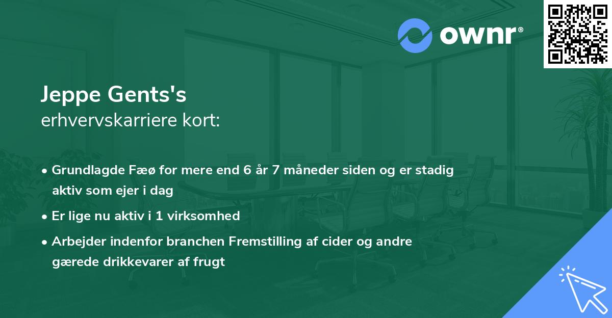 Jeppe Gents's erhvervskarriere kort