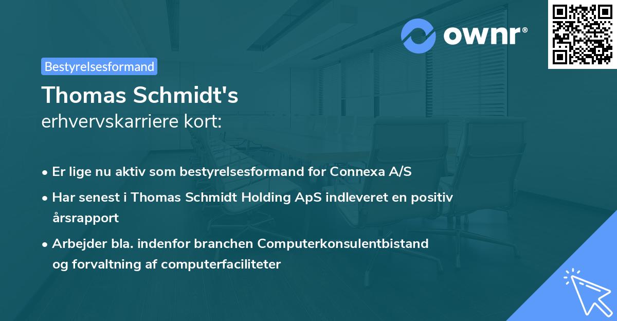 Thomas Schmidt's erhvervskarriere kort