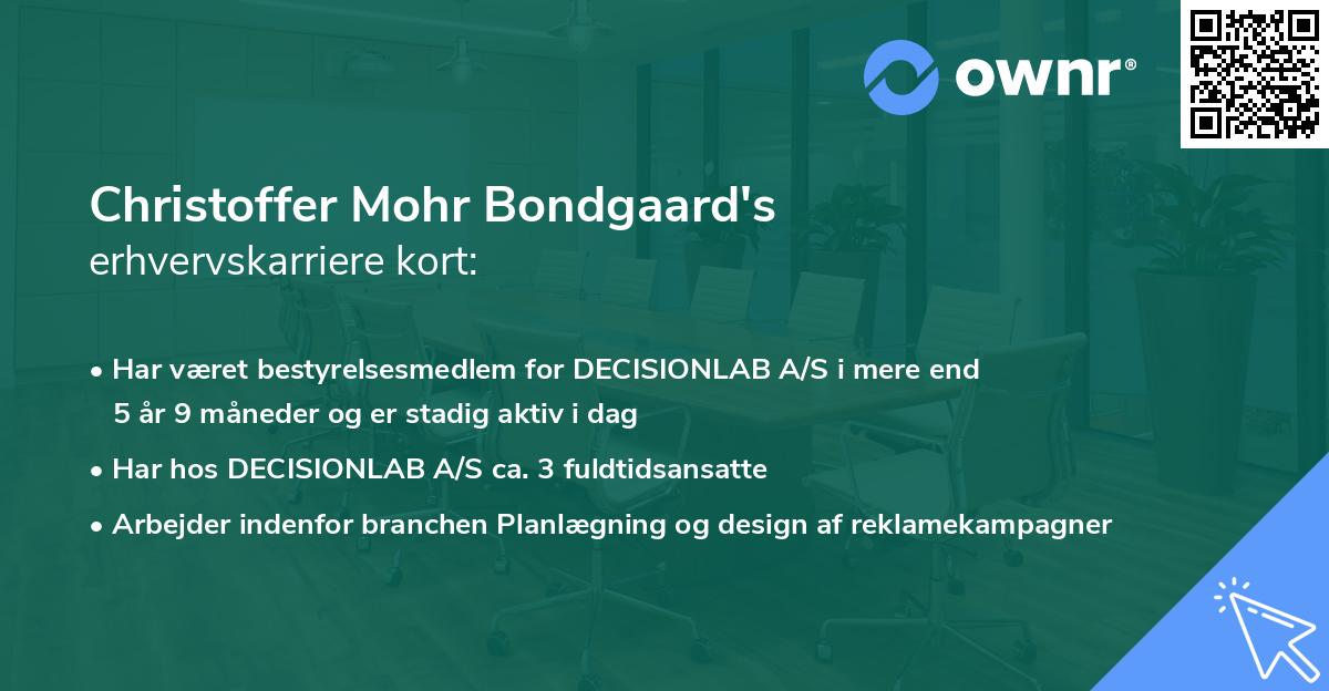 Christoffer Mohr Bondgaard's erhvervskarriere kort