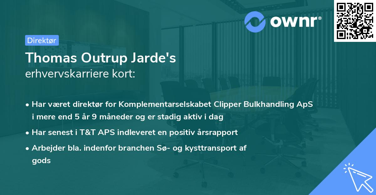 Thomas Outrup Jarde's erhvervskarriere kort