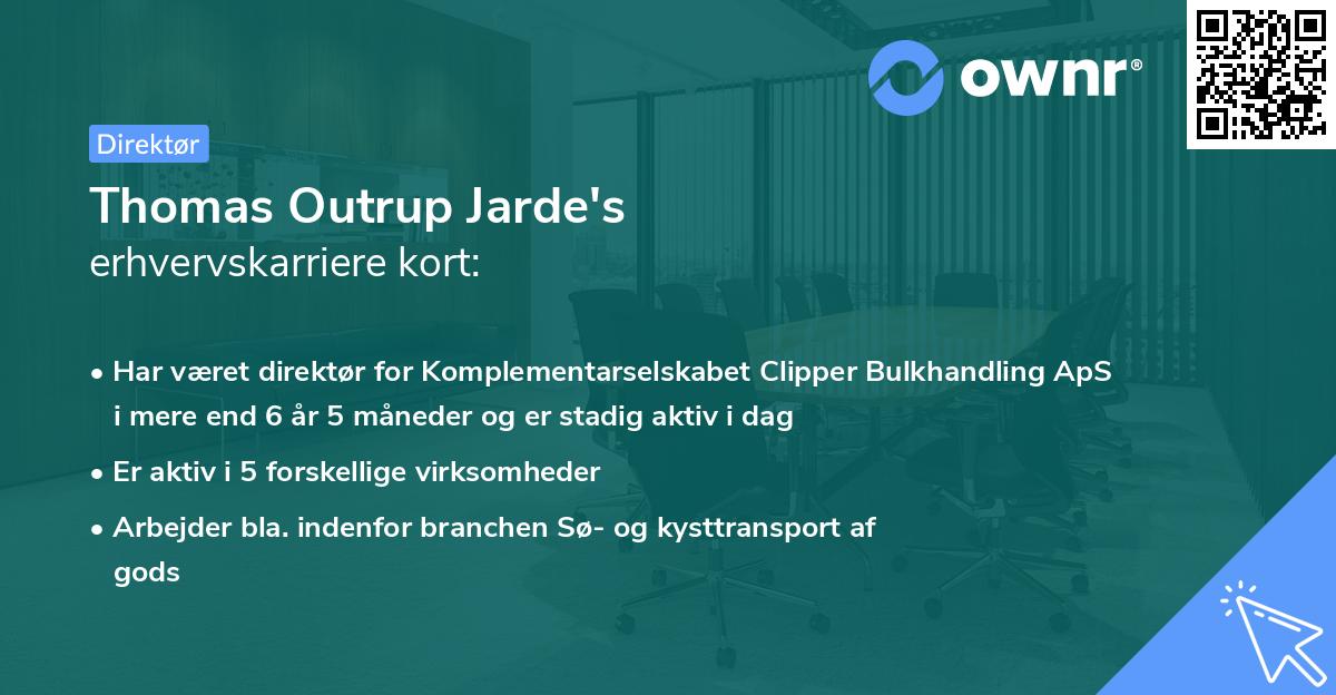 Thomas Outrup Jarde's erhvervskarriere kort