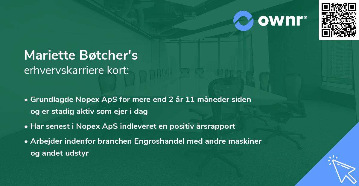 Mariette Bøtcher's erhvervskarriere kort