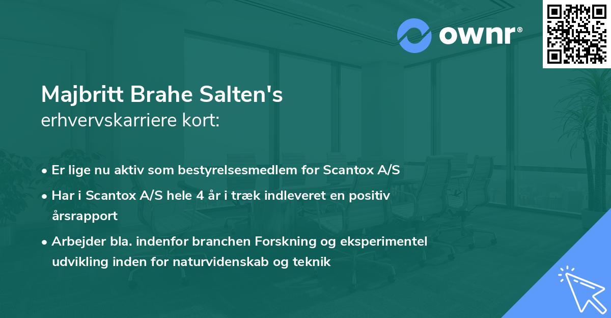 Majbritt Brahe Salten's erhvervskarriere kort