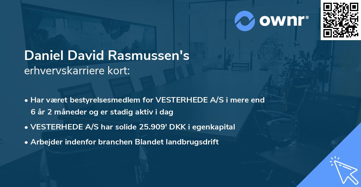 Daniel David Rasmussen's erhvervskarriere kort
