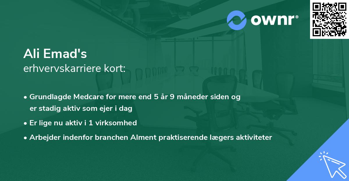 Ali Emad's erhvervskarriere kort
