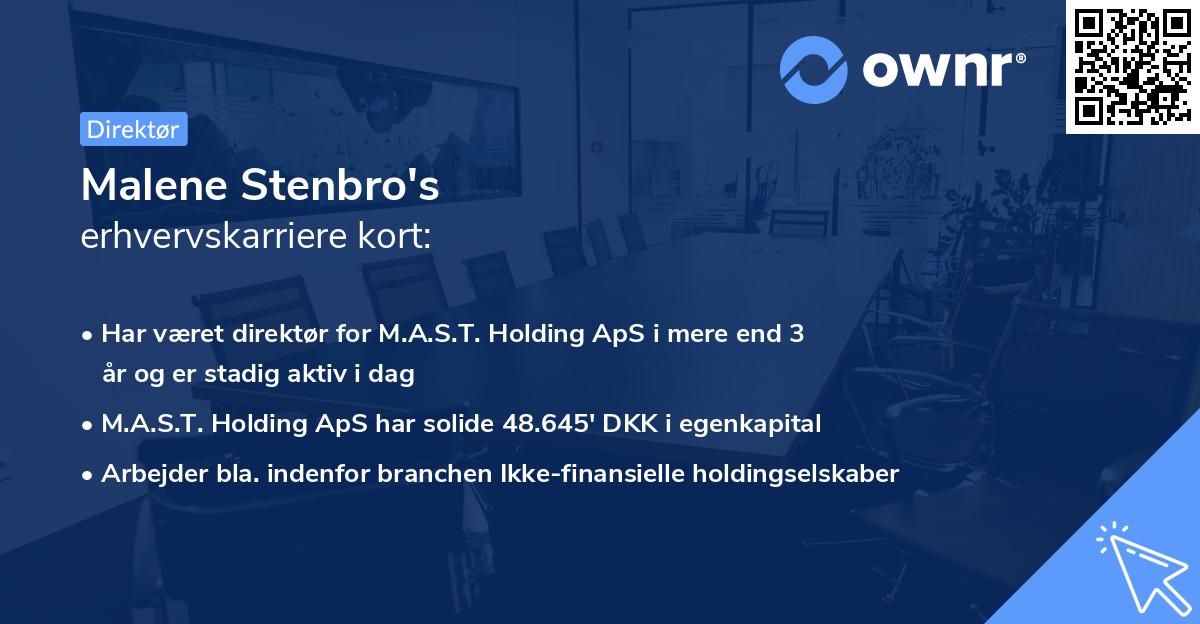 Malene Stenbro's erhvervskarriere kort