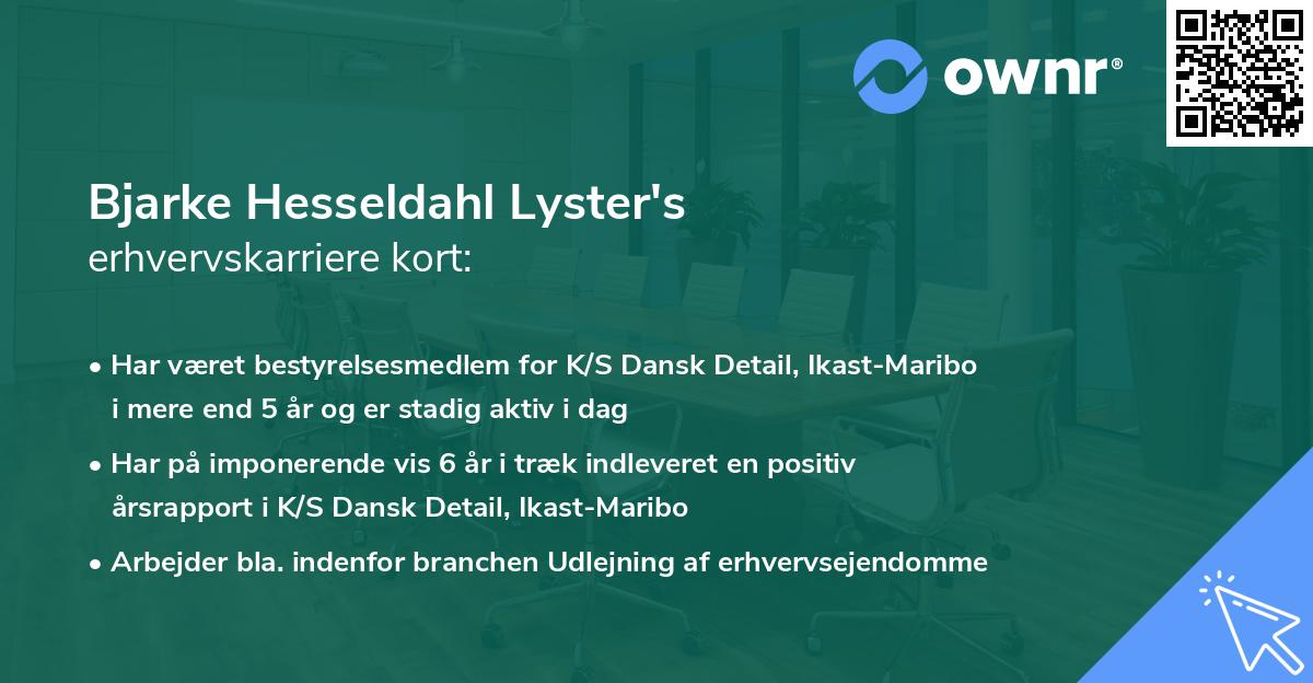 Bjarke Hesseldahl Lyster's erhvervskarriere kort