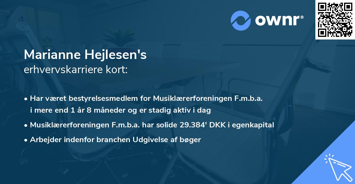 Marianne Hejlesen's erhvervskarriere kort