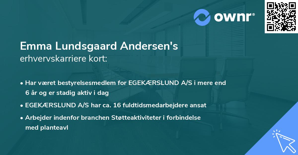 Emma Lundsgaard Andersen's erhvervskarriere kort