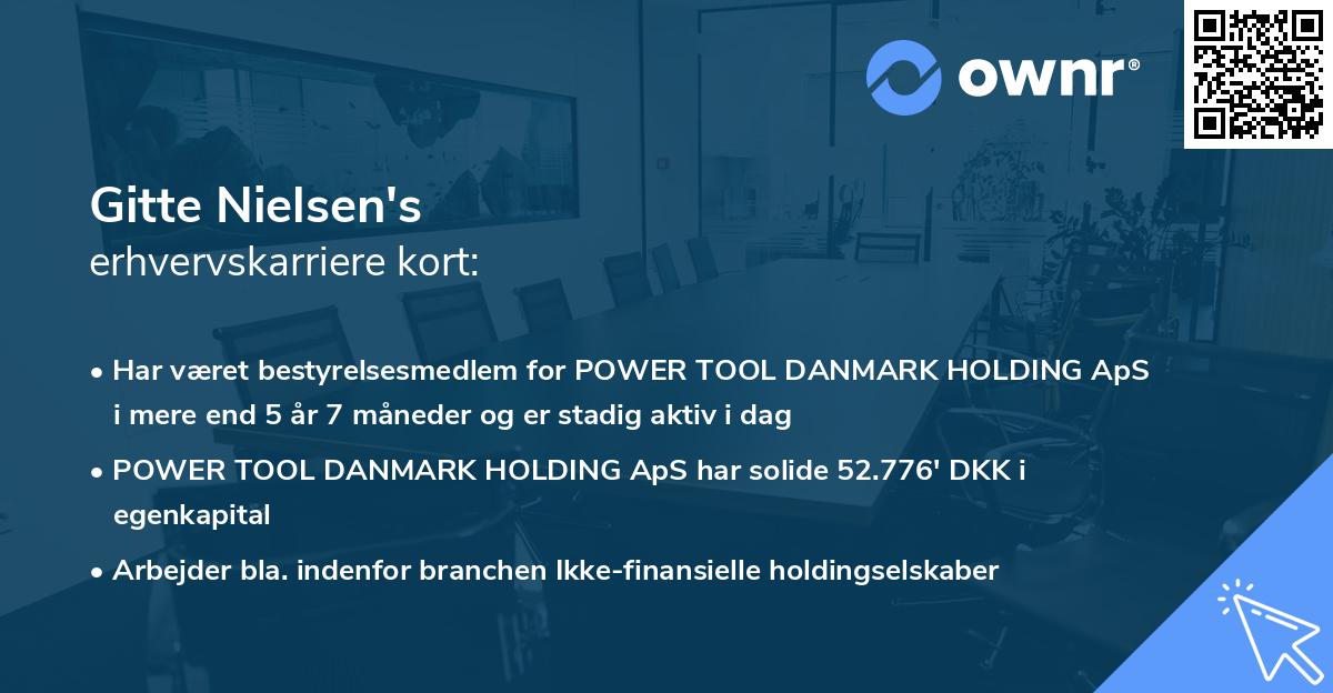 Gitte Nielsen's erhvervskarriere kort