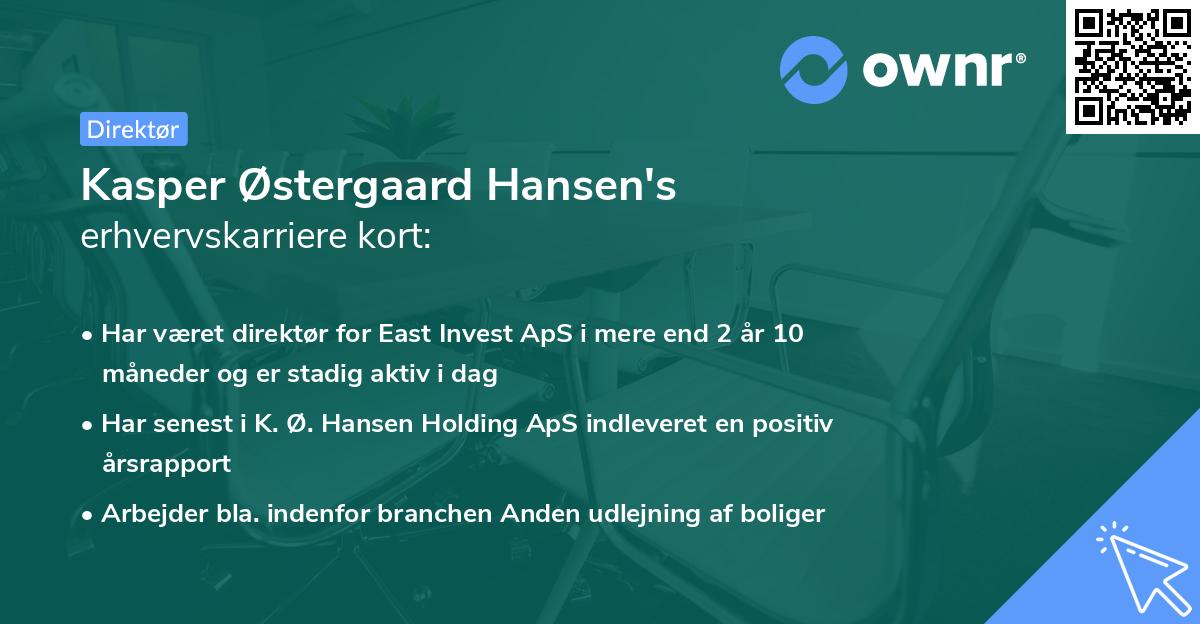 Kasper Østergaard Hansen's erhvervskarriere kort
