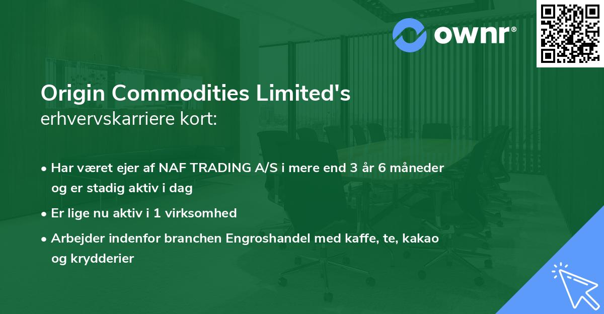 Origin Commodities Limited's erhvervskarriere kort