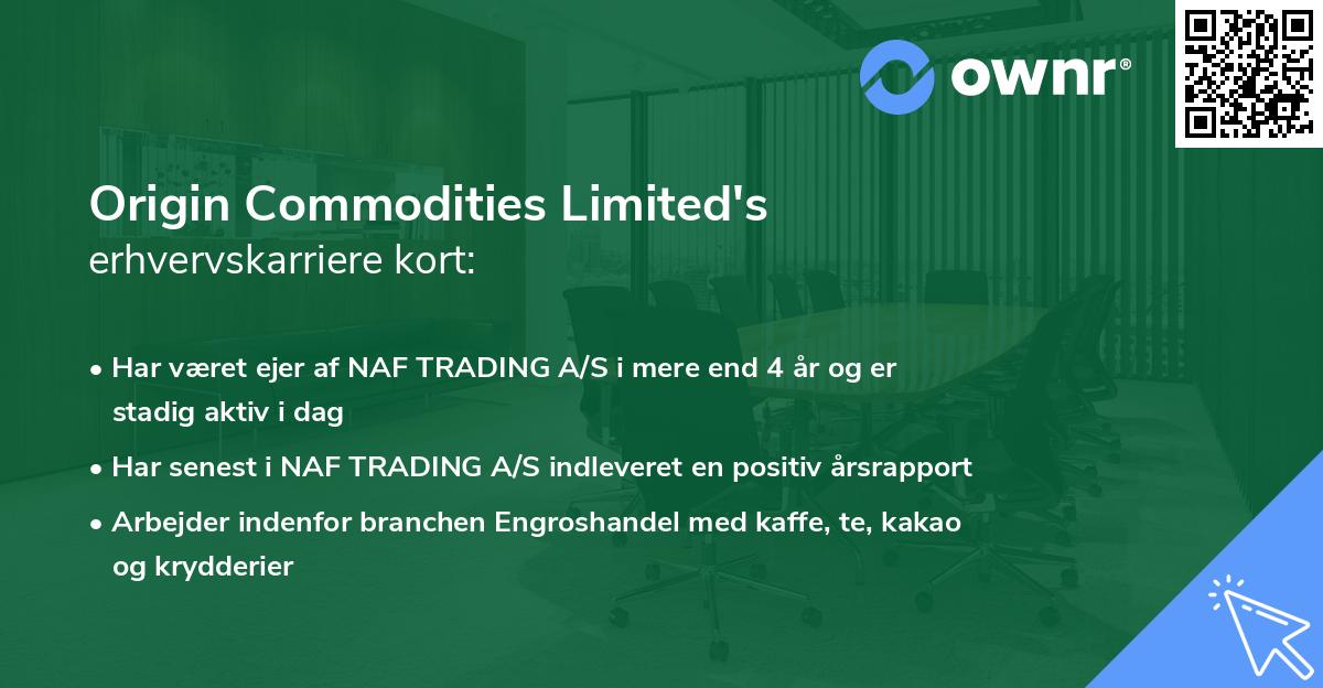 Origin Commodities Limited's erhvervskarriere kort