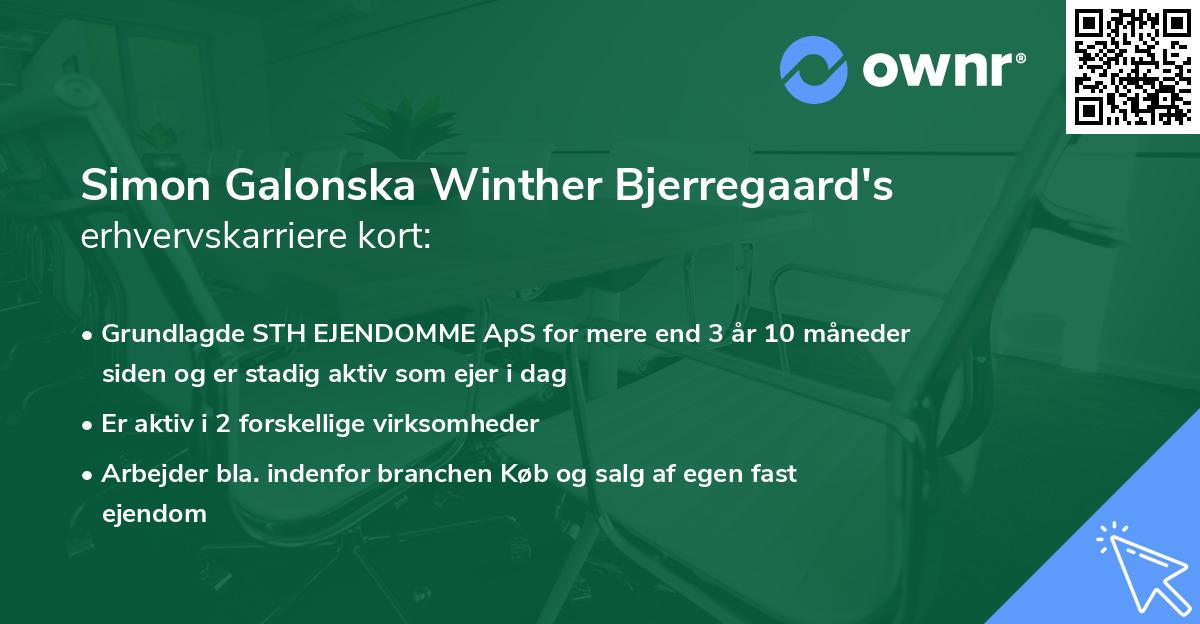 Simon Galonska Winther Bjerregaard's erhvervskarriere kort