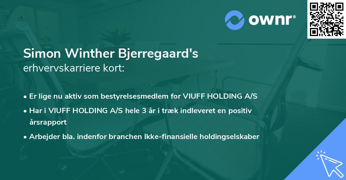 Simon Winther Bjerregaard's erhvervskarriere kort