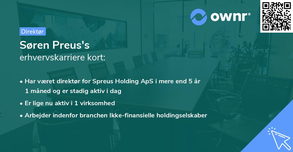 Søren Preus's erhvervskarriere kort