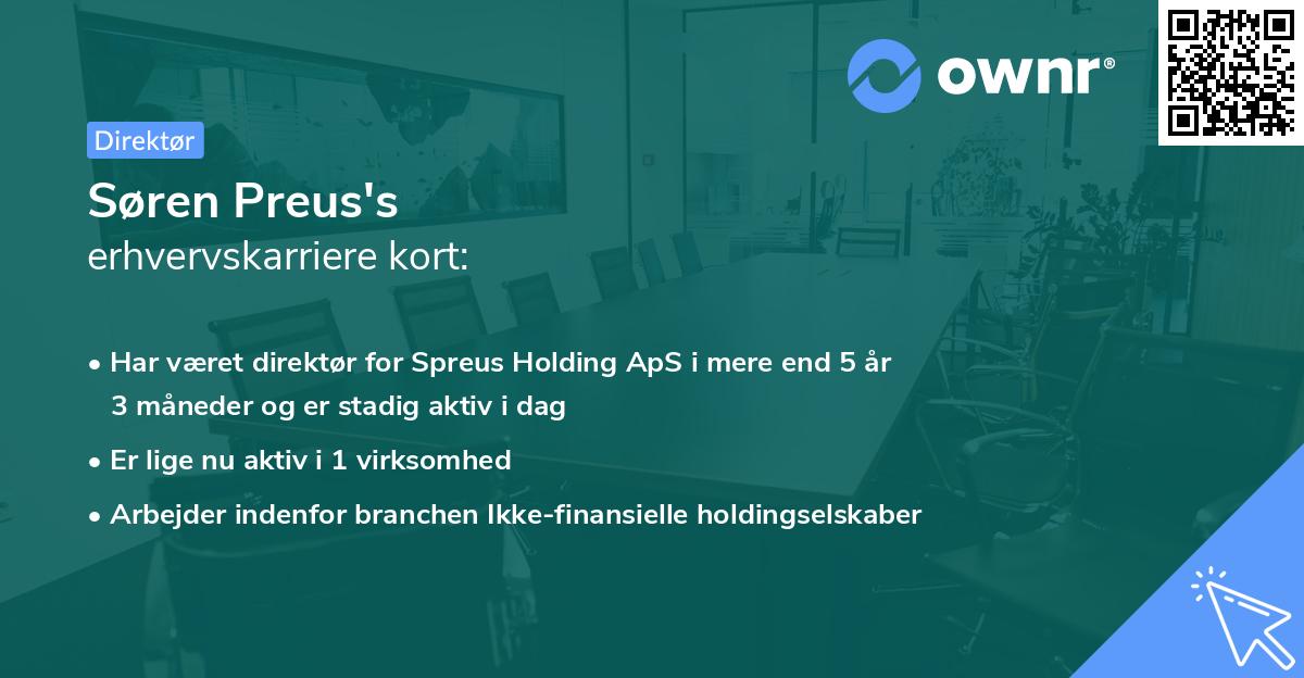 Søren Preus's erhvervskarriere kort