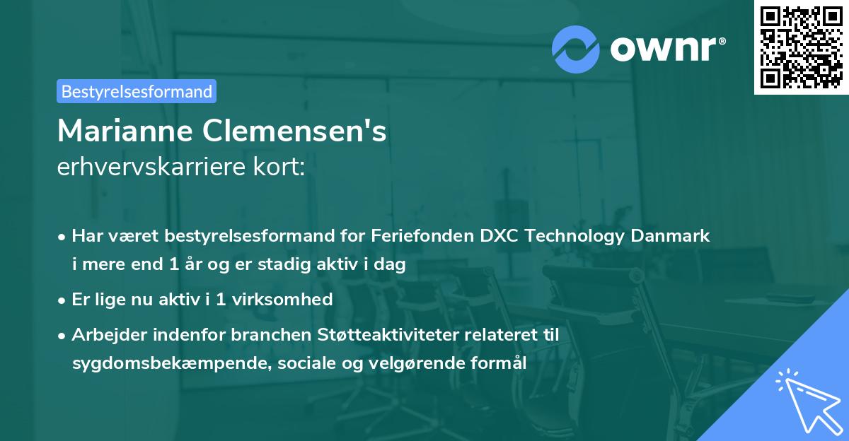 Marianne Clemensen's erhvervskarriere kort