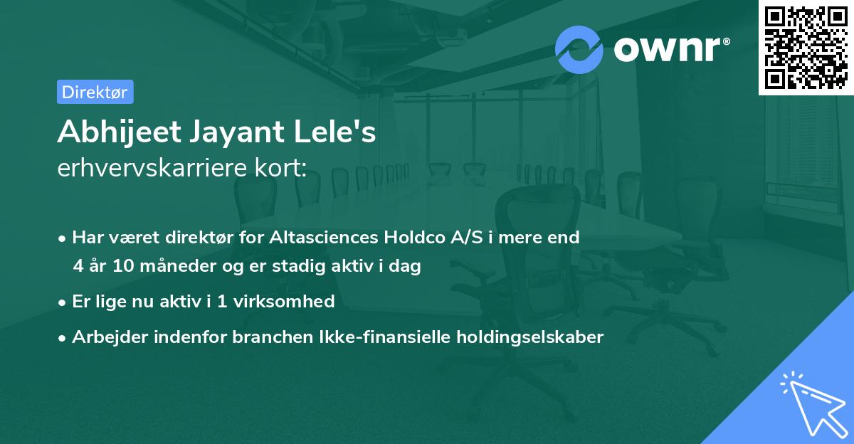 Abhijeet Jayant Lele's erhvervskarriere kort