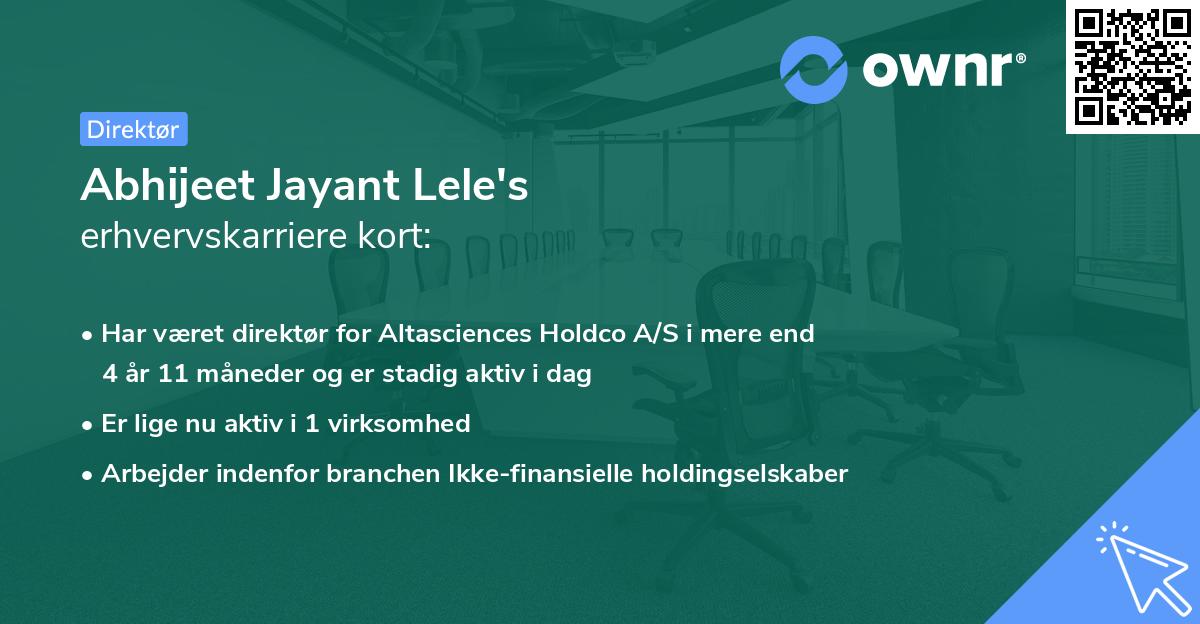 Abhijeet Jayant Lele's erhvervskarriere kort