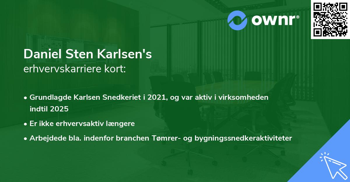Daniel Sten Karlsen's erhvervskarriere kort