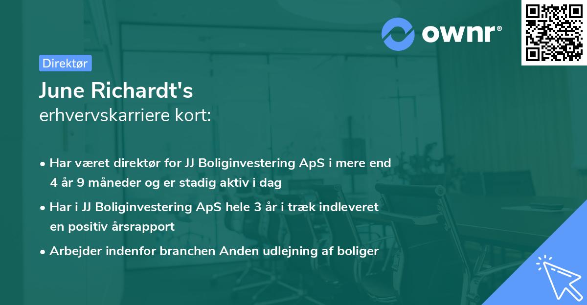 June Richardt's erhvervskarriere kort