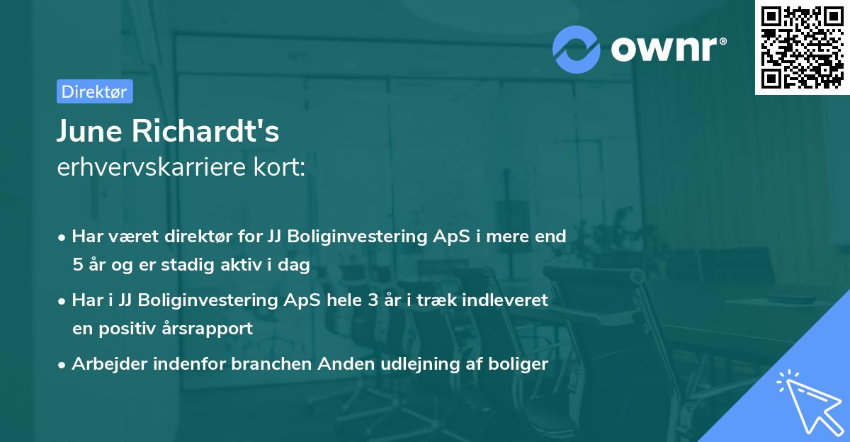 June Richardt's erhvervskarriere kort