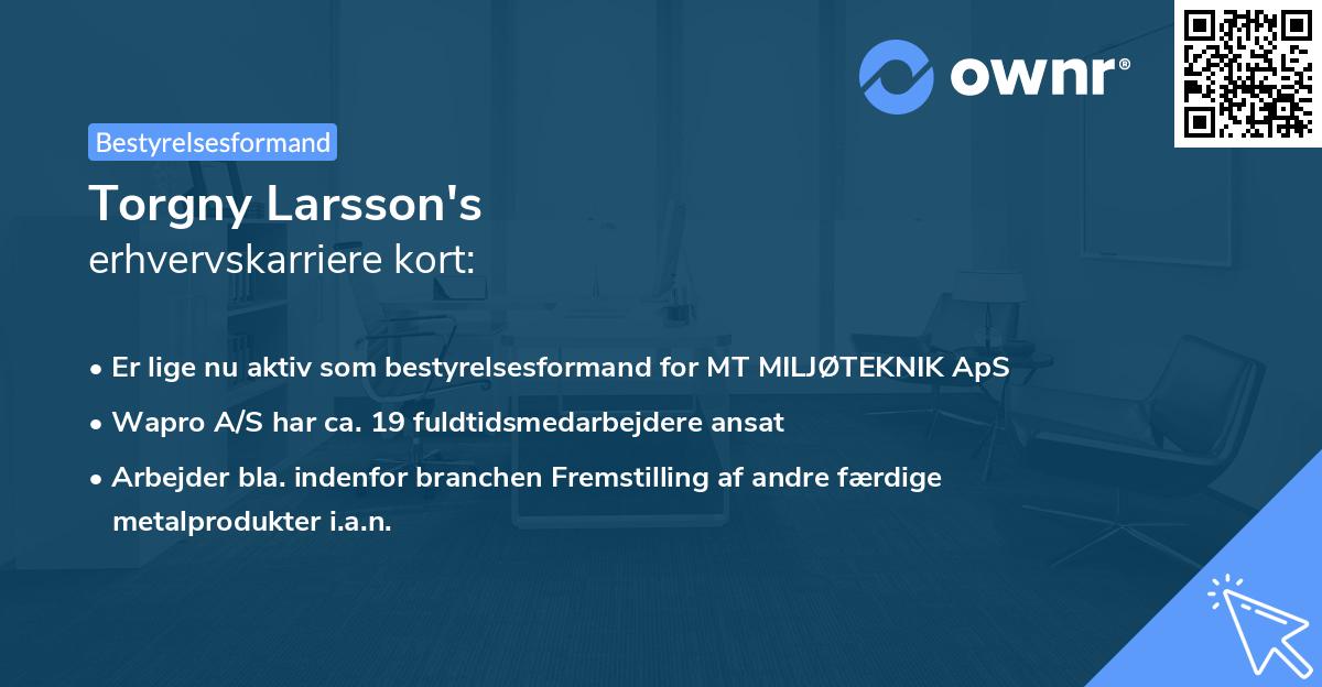 Torgny Larsson's erhvervskarriere kort