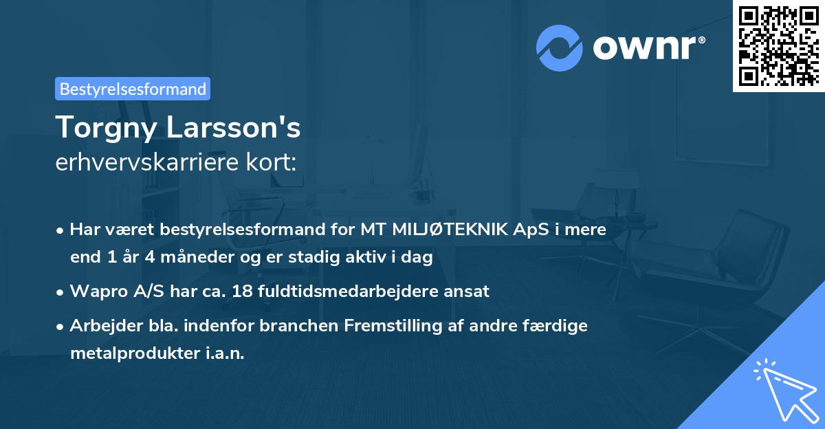Torgny Larsson's erhvervskarriere kort