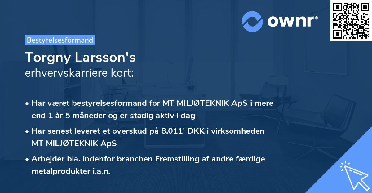 Torgny Larsson's erhvervskarriere kort