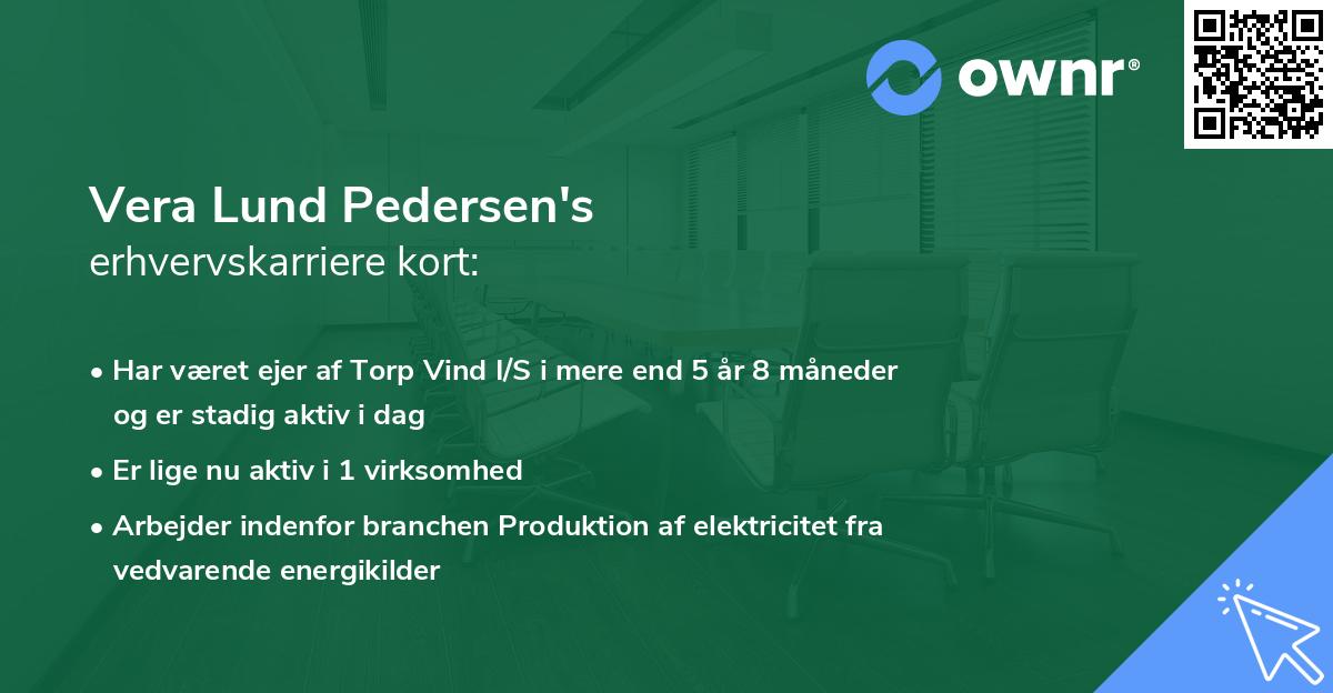 Vera Lund Pedersen's erhvervskarriere kort