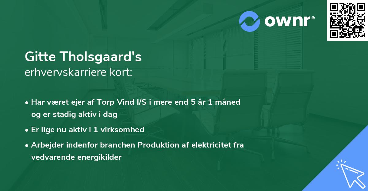 Gitte Tholsgaard's erhvervskarriere kort