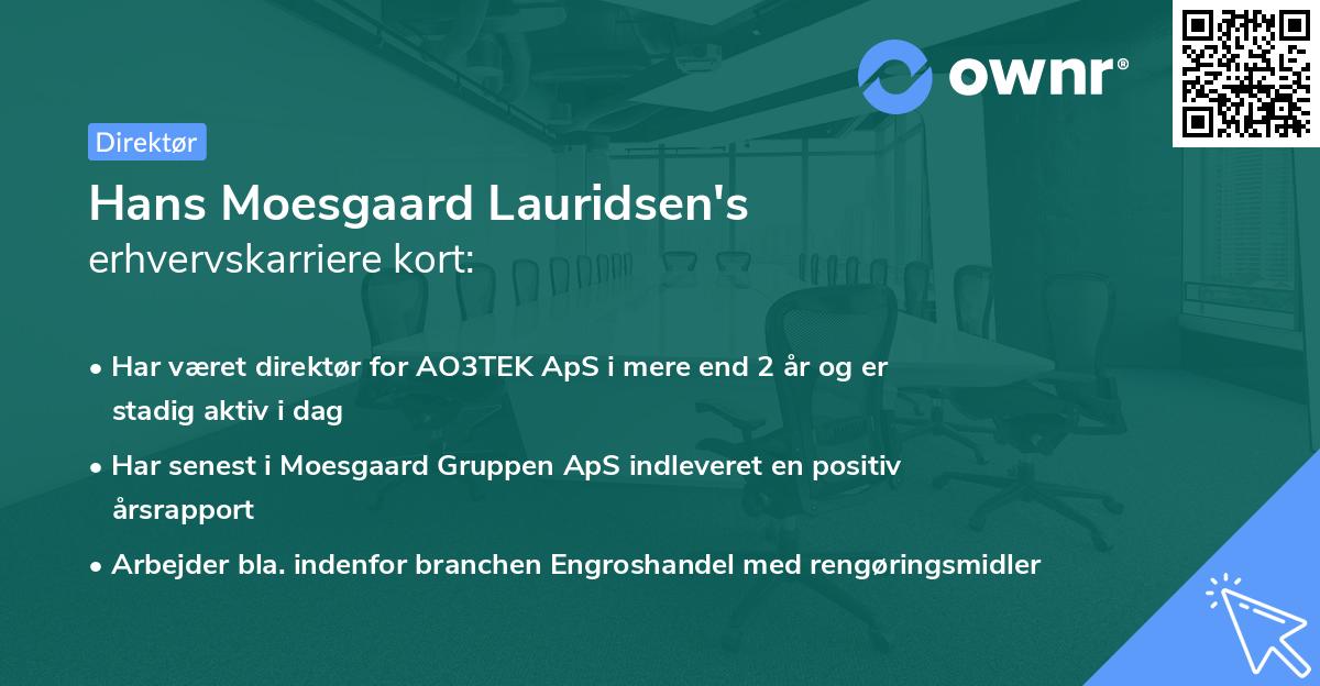 Hans Moesgaard Lauridsen's erhvervskarriere kort