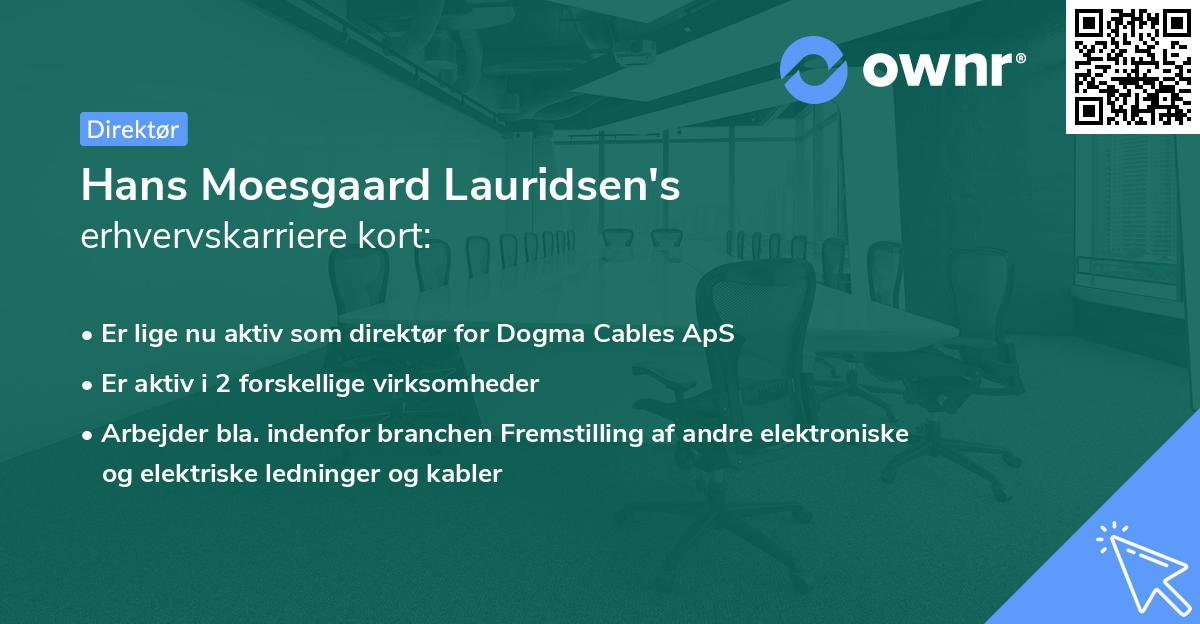 Hans Moesgaard Lauridsen's erhvervskarriere kort