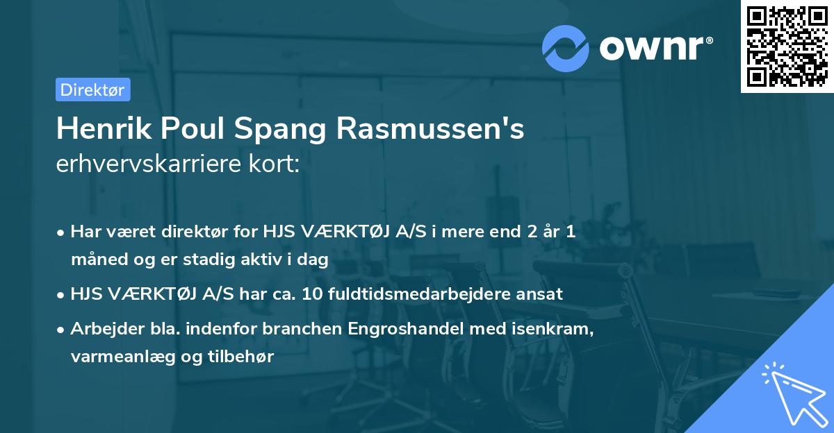 Henrik Poul Spang Rasmussen's erhvervskarriere kort