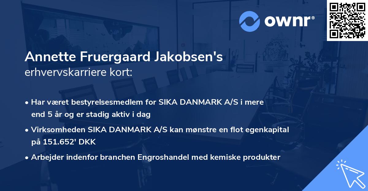 Annette Fruergaard Jakobsen's erhvervskarriere kort