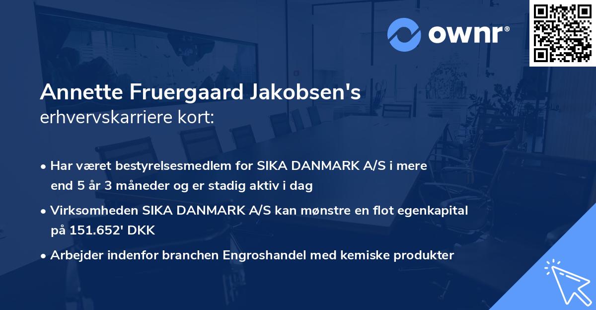 Annette Fruergaard Jakobsen's erhvervskarriere kort
