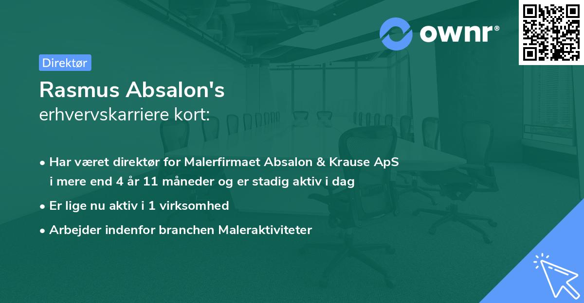 Rasmus Absalon's erhvervskarriere kort