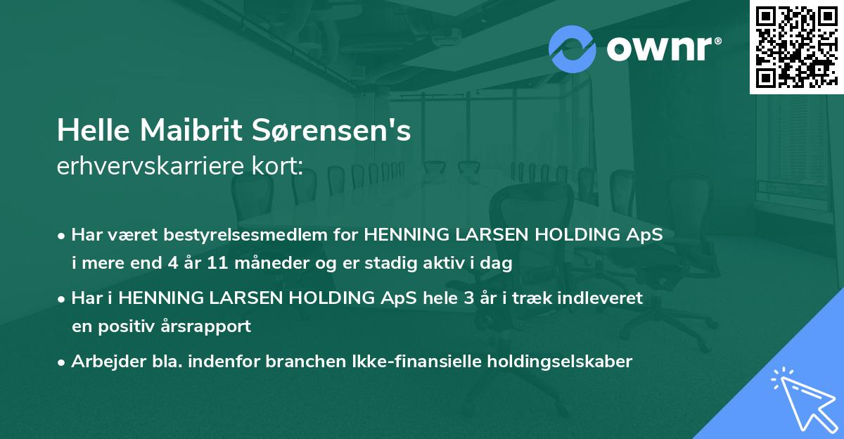 Helle Maibrit Sørensen's erhvervskarriere kort