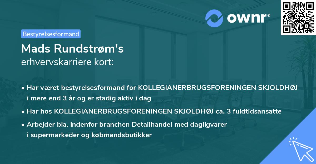Mads Rundstrøm's erhvervskarriere kort